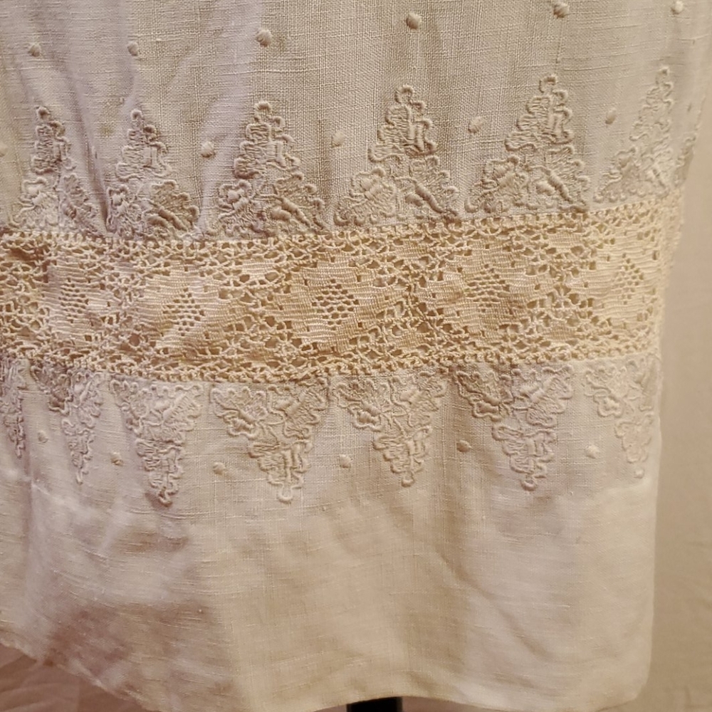 Vintage Cream 2-Piece Linen Dress - Picture 4 of 14